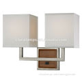 SASO SAA CCC modern two brushed nickel and wooden hotel switch wall lamp with fabric lamp shade for hotel